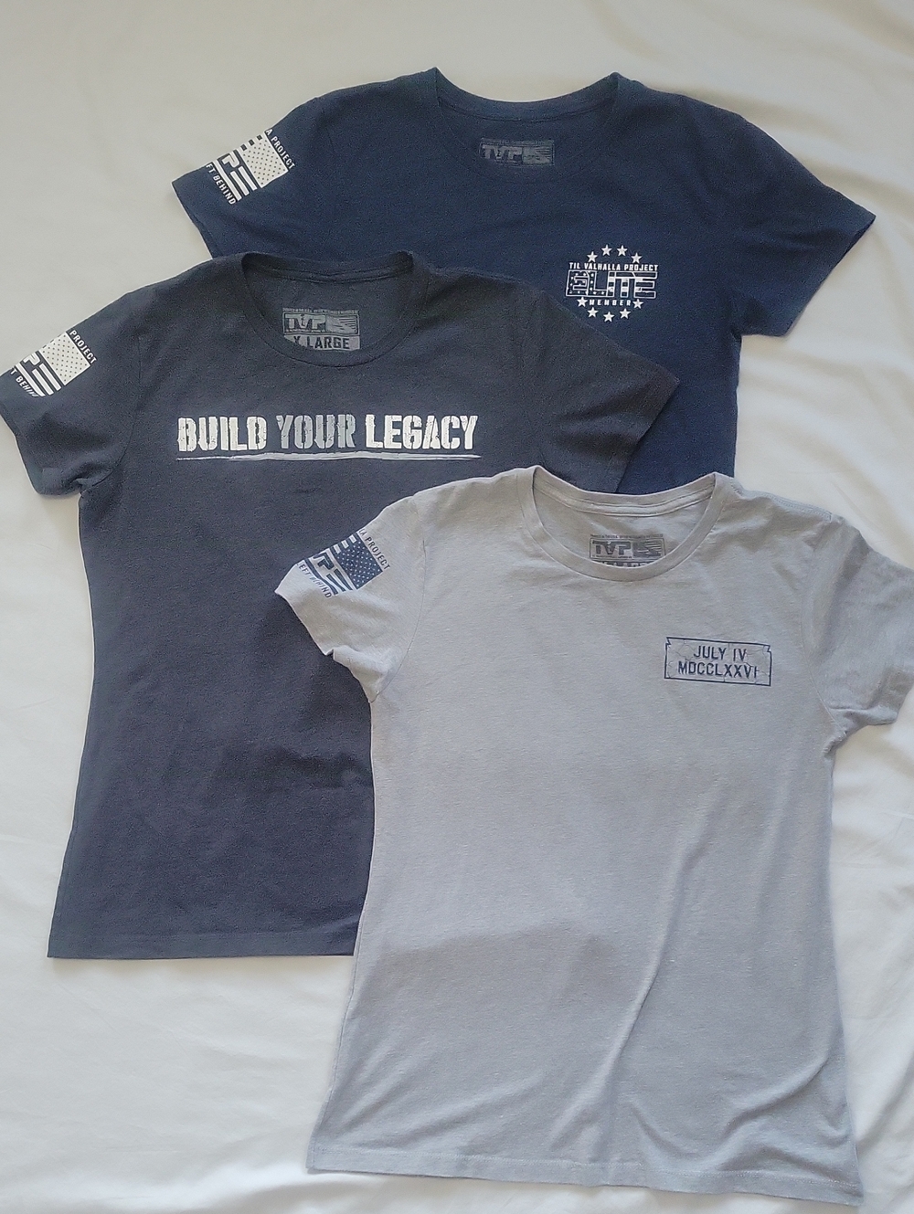 Til Vslhalla Project 3-pack Women’s Short Sleeve Graphic Tee - Navy & Light Gray